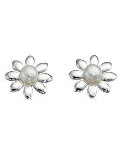 Earring flower pearl in 925/1000 silver