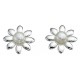 Earring flower pearl in 925/1000 silver