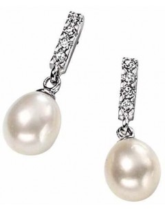 Earring pearl and zirconia in 925/1000 silver