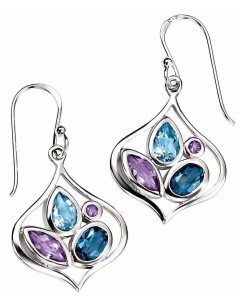 Earring topaz and amethyst in 925/1000 silver