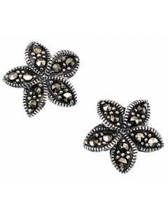 Earring flower marcassite in 925/1000 silver