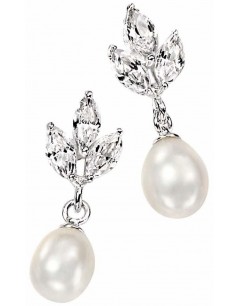 Earring pearl and zirconia in 925/1000 silver