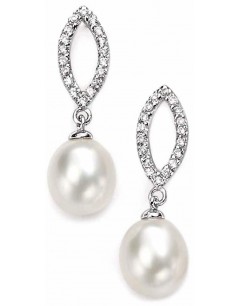 Earring pearl and zirconia in 925/1000 silver