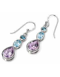 Earring topaz and amethyst in 925/1000 silver