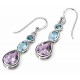 Earring topaz and amethyst in 925/1000 silver