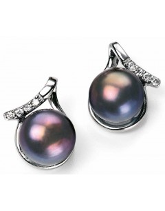 Earring pearl and zirconia in 925/1000 silver