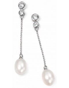 Earring pearl and zirconia in 925/1000 silver