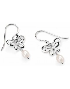 Earring butterfly and pearl in the 925/1000 silver