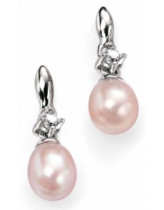 Earring pearl and zirconia in 925/1000 silver