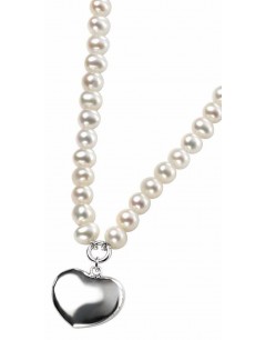 Necklace with pearl and heart in 925/1000 silver 