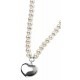 Necklace with pearl and heart in 925/1000 silver 