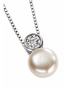 Necklace with pearl and zirconia in 925/1000 silver 