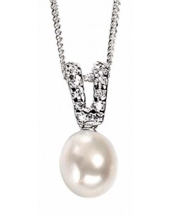 Necklace with pearl and zirconia in 925/1000 silver