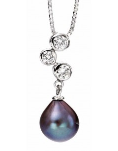 Necklace with pearl and zirconia in 925/1000 silver