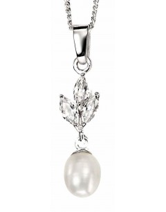 Necklace with pearl and zirconia in 925/1000 silver