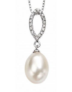 Necklace with pearl and zirconia in 925/1000 silver