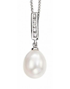 Necklace with pearl and zirconia in 925/1000 silver