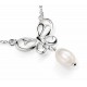 Necklace with pearl and butterfly in 925/1000 silver