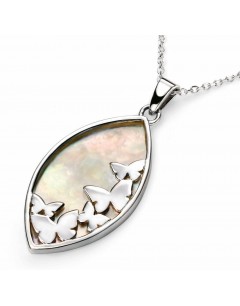 Necklace mother of pearl butterflies in 925/1000 silver