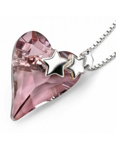 Collar heart crystal star in 925/1000 silver