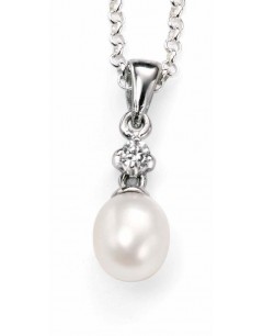 Necklace with pearl and zirconia in 925/1000 silver