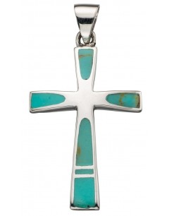 My-jewelry - D4274t - Collar chic turquoise cross in 925/1000 silver