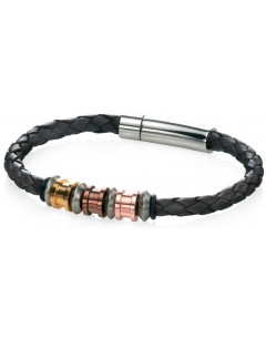 My-jewelry - D4210 - Bracelets chic leather Gold plated and rose Gold stainless steel