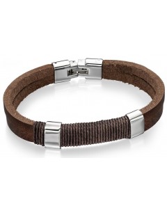 My-jewelry - D4558uk - stainless steel chic leather and cotton bracelet