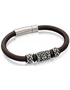 My-jewelry - D4739uk - stainless steel chic leather steel oxidized bracelet