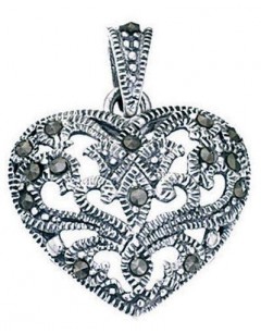 My-jewelry - D2653uk - Sterling silver heart marcassite necklace