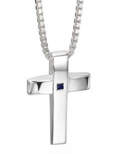 My-jewelry - D4130uk - Sterling silver cross and sapphire necklace