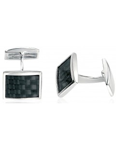 My-jewelry - D343 - Button cuff class carbon fiber in 925/1000 silver