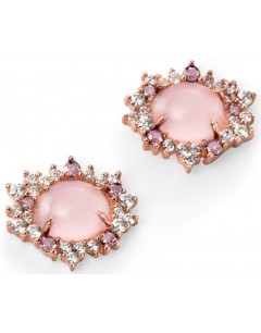 My-jewelry - D4882 - earring rose Gold plated and pink quartz, zirconium in 925/1000 silver