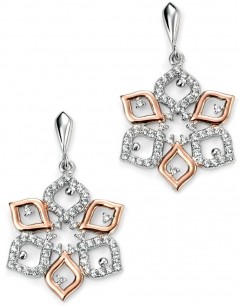 My-jewelry - D4890 - earring flower rose Gold plated and zirconium in 925/1000 silver