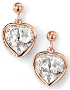 My-jewelry - D4910 - earring Gold plated pink heart Swarovski crystal in 925/1000 silver