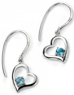 My-jewelry - D4982 - earring heart rhodium-plated and blue topaz in 925/1000 silver