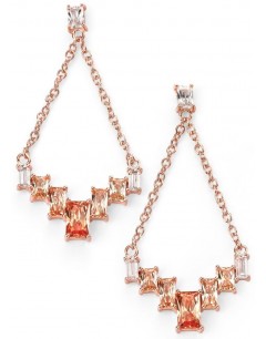 My-jewelry - D5096 - earring-trend rose Gold plated champagne and zirconium in 925/1000 silver