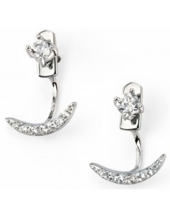 My-jewelry - D5107 - earring chic crescent moon plated in rhodium and zirconium in 925/1000 silver