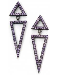 My-jewelry - D5093m - earring triangle trend-plated cobalt and zirconium in 925/1000 silver