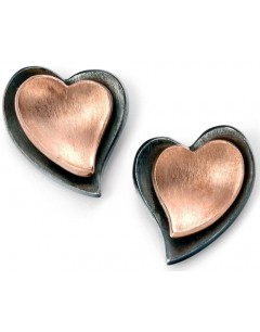 My-jewelry - D5109 - earring hearts rose Gold plated oxidiser in 925/1000 silver