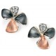 My-jewelry - D5110 - earring flowers Gold plated pink oxidiser and zirconium in 925/1000 silver