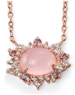 My-jewelry - D3746 - Collar trend rose Gold plated composed of rose quartz and zirconium in 925/1000 silver