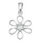 Flower necklace and zirconium in 925/1000 silver