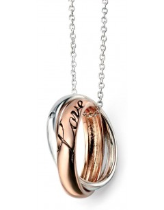 My-jewelry - D3804 - Necklace, double ring Love rhodium-plated and rose Gold plated in 925/1000 silver