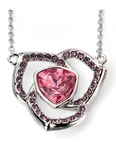 My-jewelry - D3807b - Necklace-pink Swarovski crystal and rhodium-plated in 925/1000 silver