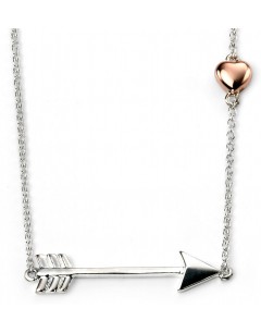 My-jewelry - D3808 - Necklace arrow rhodium-plated and heart rose Gold plated in 925/1000 silver