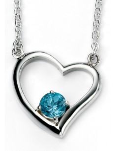 My-jewelry - D3827 - Collar fashion heart plated rhodium and blue topaz in 925/1000 silver