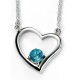 My-jewelry - D3827 - Collar fashion heart plated rhodium and blue topaz in 925/1000 silver