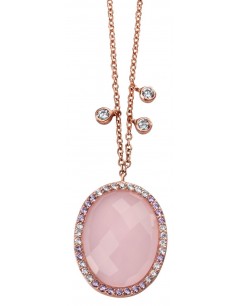 My-jewelry - D3916 - Collar trend rose Gold plated and pink quartz, zirconium in 925/1000 silver