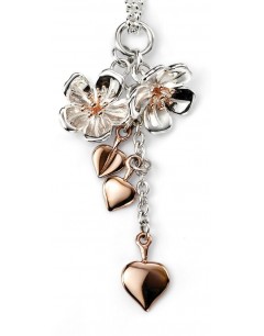 My-jewelry - D4046 - Collar hearts and Flowers pink Gold-plated in 925/1000 silver